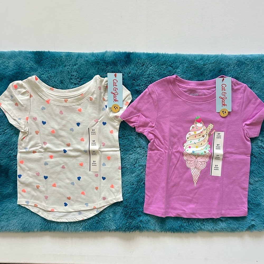 Cat & Jack Kids' Heart and Ice Cream Tees Size 2T